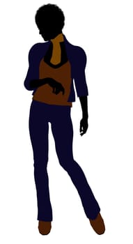 African Amercian female business executive silhouette on a white background