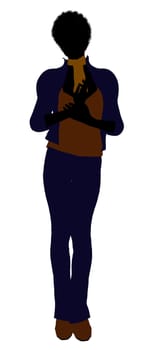 African Amercian female business executive silhouette on a white background