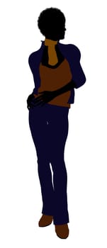 African Amercian female business executive silhouette on a white background