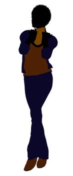 African Amercian female business executive silhouette on a white background