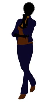 African Amercian female business executive silhouette on a white background