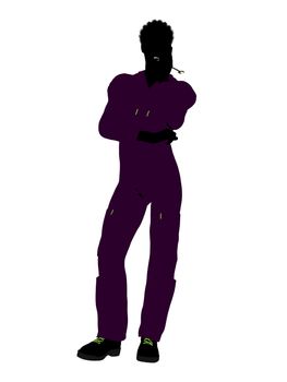 African american mechanic illustration silhouette on a white background