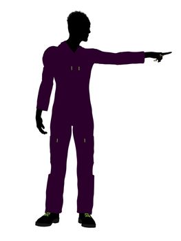 African american mechanic illustration silhouette on a white background