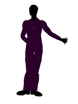 African american mechanic illustration silhouette on a white background