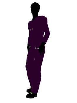 African american mechanic illustration silhouette on a white background