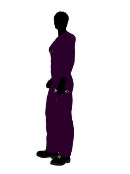 African american mechanic illustration silhouette on a white background