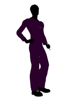 African american mechanic illustration silhouette on a white background