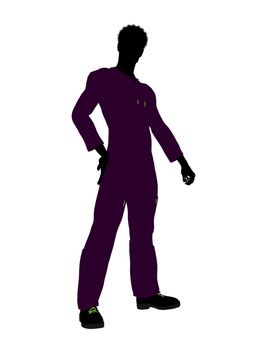 African american mechanic illustration silhouette on a white background