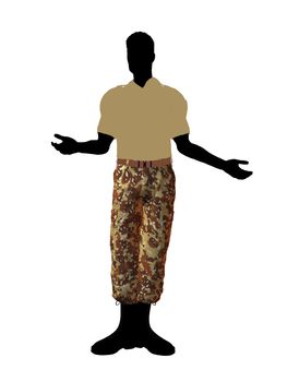 Male soldier casually dressed silhouette on a white background