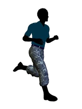 Male soldier casually dressed silhouette on a white background