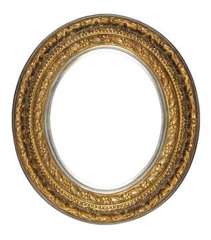 Gold oval antique picture frame cutout art craft