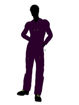 African american mechanic illustration silhouette on a white background
