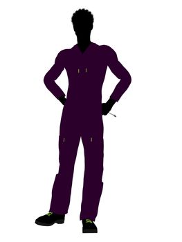 African american mechanic illustration silhouette on a white background