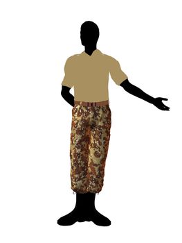 Male soldier casually dressed silhouette on a white background