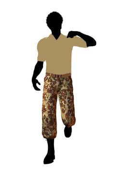 Male soldier casually dressed silhouette on a white background