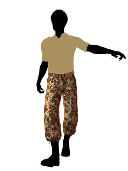 Male soldier casually dressed silhouette on a white background