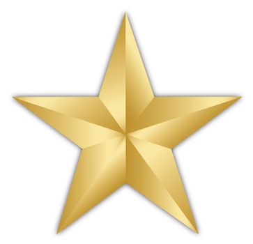 A bright golden star isolated over a white background