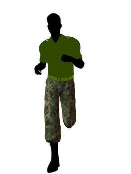 Male soldier casually dressed silhouette on a white background