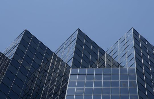Triangular shape of a modern office building.
