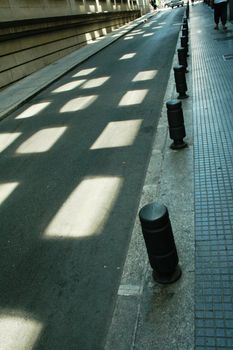 Reflected light from windows in the street of Madrid