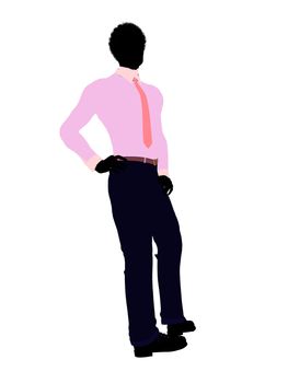 African american business man silhouette illustration on a white background