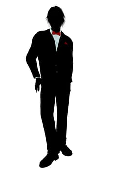 Man dressed in a tuxedo silhouette illustration on a white background