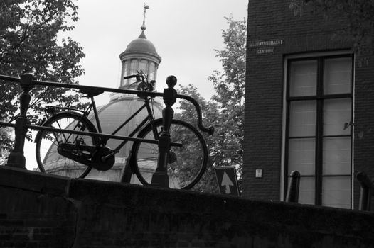 Cycle on background of cathedral  Ronde Lutherse Kerk.