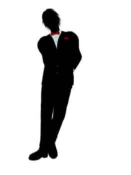 Man dressed in a tuxedo silhouette illustration on a white background