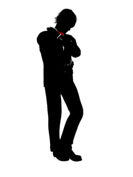 Man dressed in a tuxedo silhouette illustration on a white background