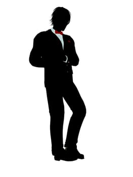 Man dressed in a tuxedo silhouette illustration on a white background