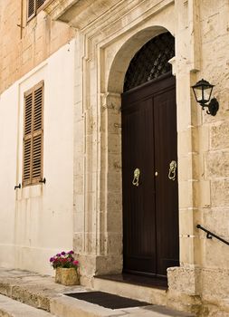 A medieval and old house door in Mdina on the island of Malta