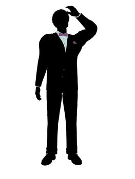 African american man dressed in a tuxedo silhouette illustration on a white background