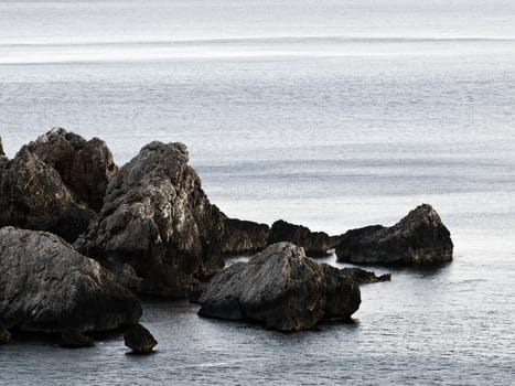 Rocks and boulders along the Mediterranean coastline in Malta