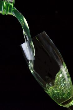 glass of drink poured