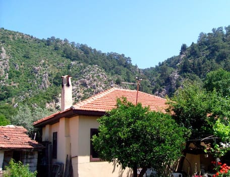 Traditional Turkish home in resort of Icmeler, Turkey.