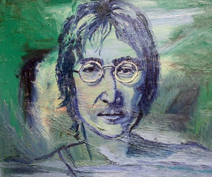 John Lenon in a picture drawn by oil