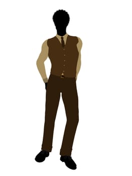 African american business man silhouette illustration on a white background