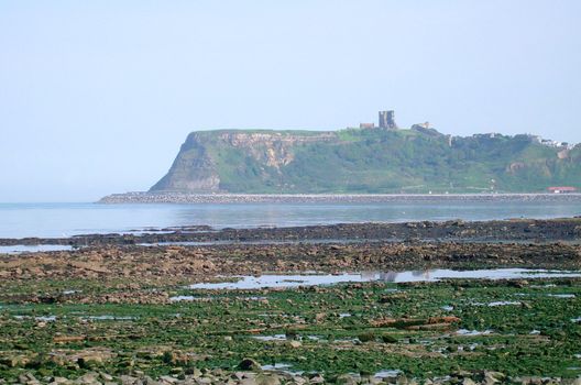 View of Scarborough's Norman Castle remains on castle headland, Scarborough, North Yorkshire, England.