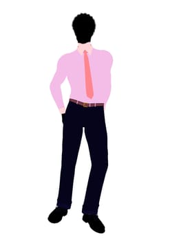 African american business man silhouette illustration on a white background