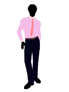 African american business man silhouette illustration on a white background