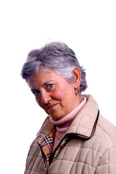 mature woman over white background