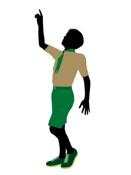 Boyscout silhouette dressed in shorts on a white background