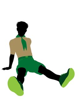 Boyscout silhouette dressed in shorts on a white background