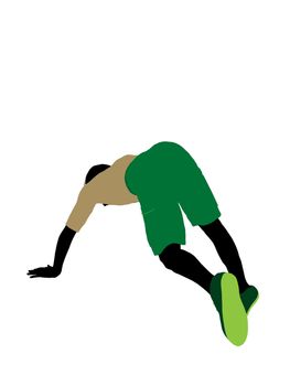 Boyscout silhouette dressed in shorts on a white background