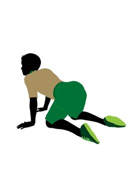 Boyscout silhouette dressed in shorts on a white background