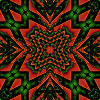 a red and green abstract geometrical pattern illustration