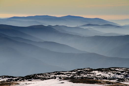 cold winter landscape with snow