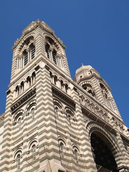 towers of La Major cathedral in Marseille city