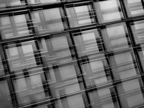 a processed image of some windows building