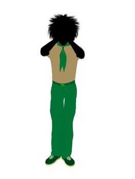 Boyscout silhouette dressed in pants on a white background